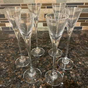 Set of six long stem cordial glasses-  new